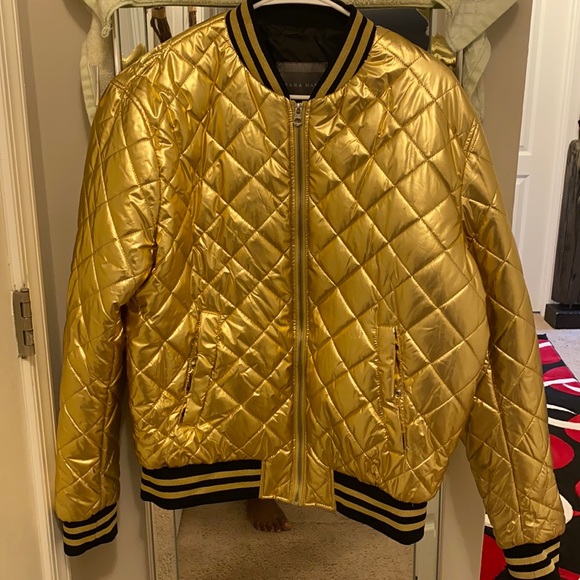 Zara Other - A gold aluminum Jacket with two pockets